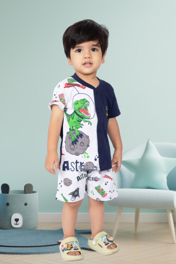 Astro Dino Printed Baby Boy Cotton Co-Ord Set (2-Piece)